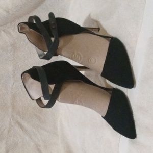 Joe's Jeans Black Suede Ankle Wrap Pumps Size 8.5